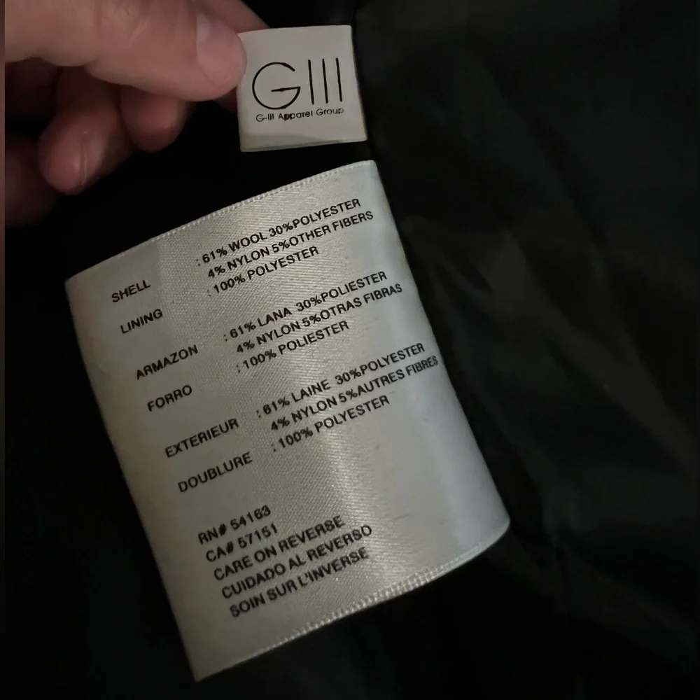 𝅺kenneth Cole Black Wool Blend Belted Trench - Picture 7 of 8